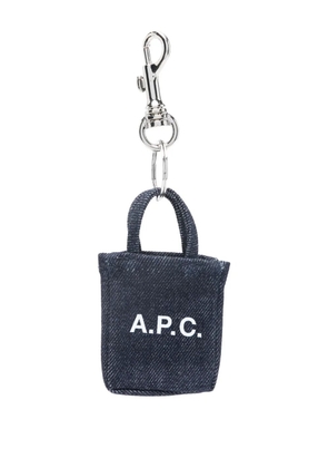 A.P.C. logo-print keyring - Blue