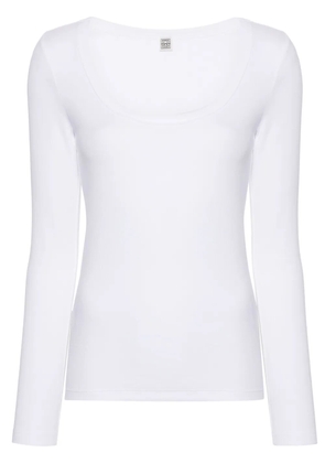 TOTEME scoop-neck fine-ribbed T-shirt - White