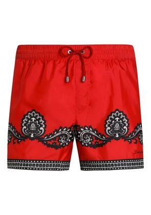 Dolce & Gabbana printed swim shorts - Red