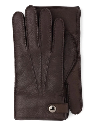 Prada press-stud leather gloves - Brown