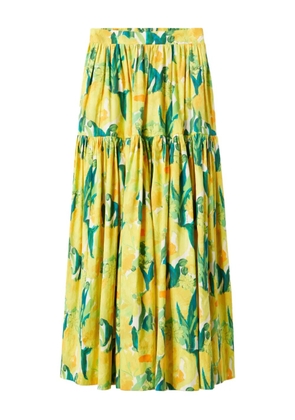 La DoubleJ floral-print midi skirt - Yellow
