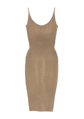 Mugler ribbed spaghetti-strap dress - Neutrals