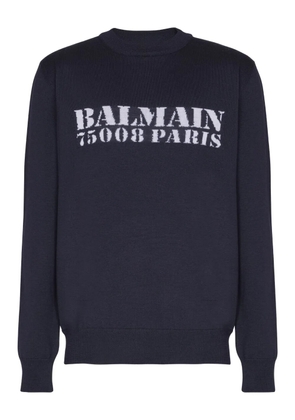 Balmain logo intarsia-knit jumper - Blue