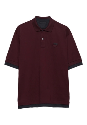 Prada triangle-logo ribbed-knit polo shirt - Red