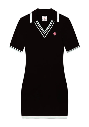 Casablanca polo-neck ribbed dress - Black