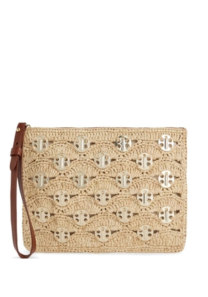 Rabanne lurex-detail clutch bag - Neutrals
