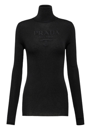 Prada logo-intarsia roll-neck jumper - Black