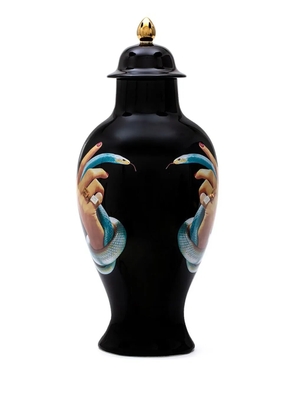Seletti Hand With Snakes porcelain vase - Black