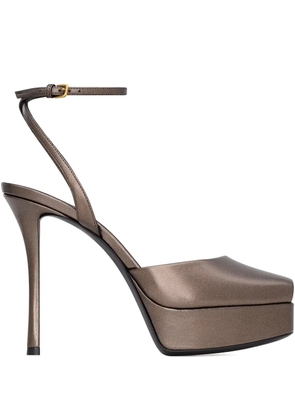 Saint Laurent platform ankle strap sandals - Brown