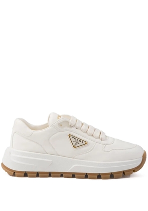 Prada triangle-logo leather sneakers - White