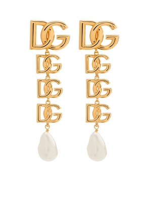 Dolce & Gabbana DG Logo pearl-embellished earrings - Gold