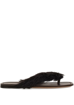 Ferragamo fur-detail thong sandals - Brown