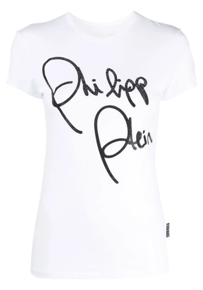 Philipp Plein crystal-embellished script T-shirt - White
