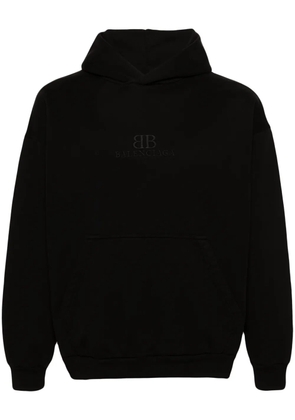 Balenciaga logo-embroidered cotton hoodie - Black