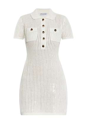 Self-Portrait cotton-blend knitted dress - White