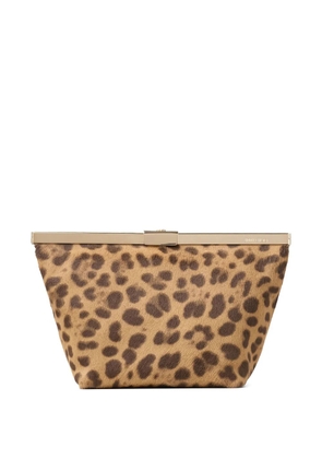 Jimmy Choo Ganache leopard-print chain clutch bag - Neutrals
