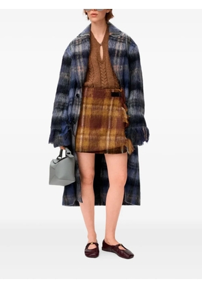 LOEWE plaid fringed coat - Blue