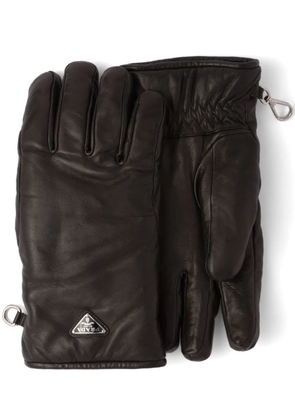 Prada triangle-logo leather gloves - Black