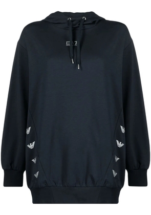 Ea7 Emporio Armani logo-print drawstring hoodie - Blue