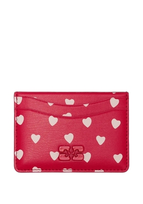 GANNI heart-print card holder - Red