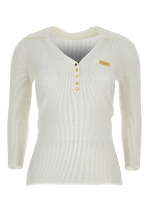 Elisabetta Franchi V-neck ribbed sweater - White