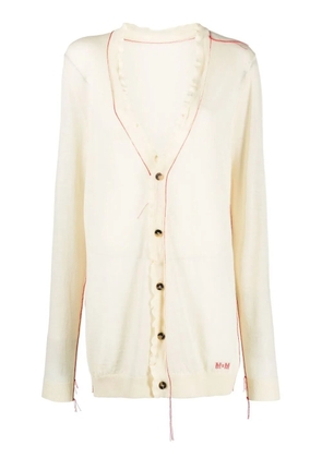 Maison Margiela contrast-stitch logo-embroidered cardigan - Neutrals