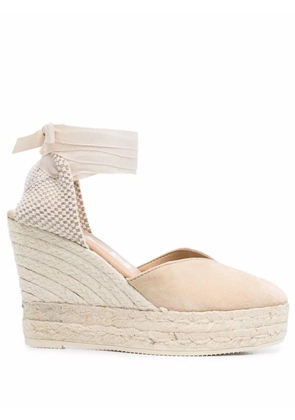 Manebi Hamptons lace-up wedge espadrilles - Neutrals