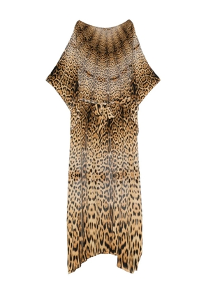 Roberto Cavalli self-tie leopard-print dress - Brown