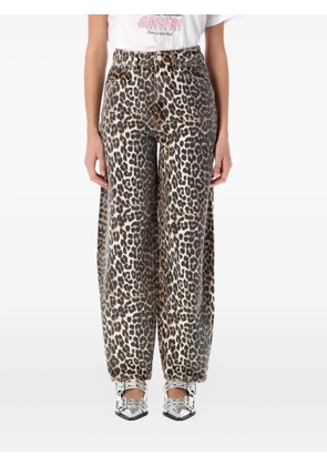GANNI leopard-print tapered jeans - Neutrals
