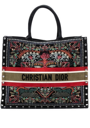 Christian Dior Pre-Owned 2020 Large Studded Embroidered Velvet Heart Lights Book tote bag - Black