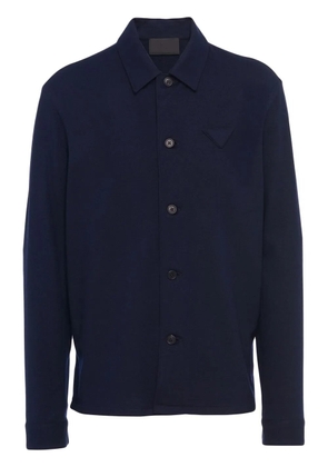 Prada triangle-logo wool-blend shirt - Blue