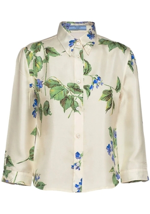 Prada floral-print silk shirt - Neutrals