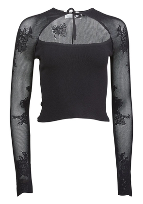 Fleur Du Mal pointelle-knit decollette top - Black