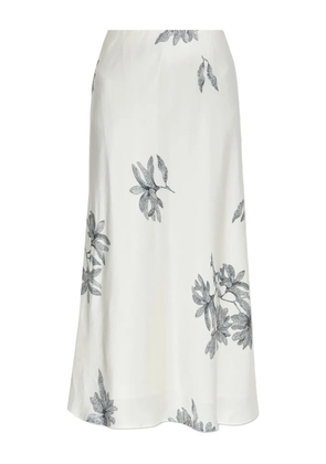 By Malene Birger floral-print slip midi skirt - White