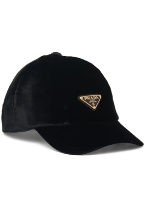 Prada triangle-logo velvet baseball cap - Black