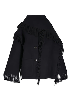 TOTEME fringed-scarf buttoned oversized jacket - Black