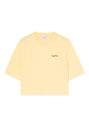 Off-White arrow floral logo crop top - Yellow