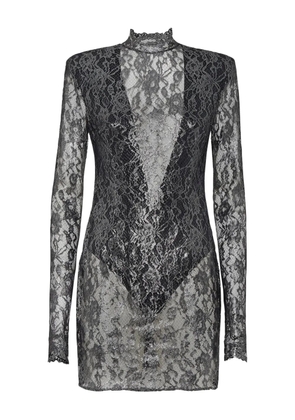 Philipp Plein crystal lace mini dress - Black