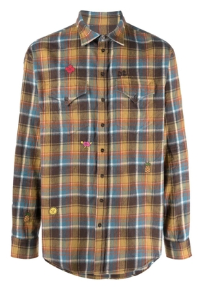 DSQUARED2 embroidered-detail plaid-check print shirt - Brown