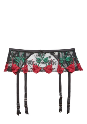 Fleur Du Mal Vampire Rose embroidered garter belt - Black