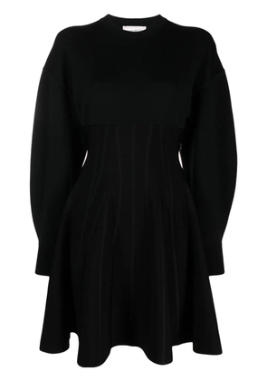 Alexander McQueen wool-blend flared minidress - Black