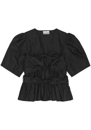 GANNI bow-detail blouse - Black