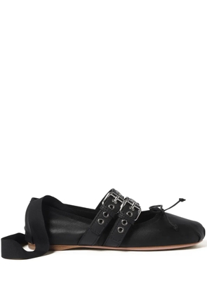 Miu Miu buckled leather ballerina shoes - Black