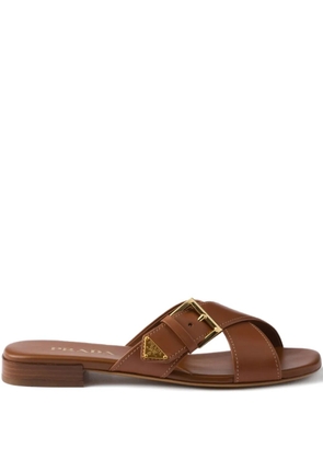 Prada criss-cross buckle-fastening sandals - Brown