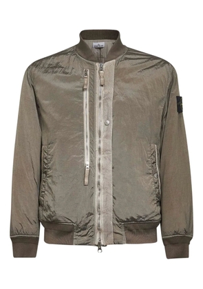 Stone Island ribbed-trims zip-up bomber jacket - Green