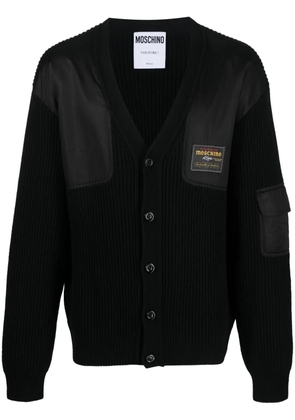 Moschino logo-patch V-neck cardigan - Black