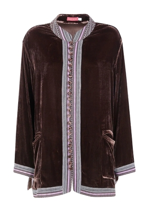 Bianco Levrin velvet button jacket - Brown