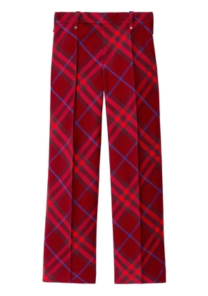 Burberry checked straight-leg wool trousers - Red