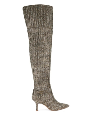 Kurt Geiger London 70mm Mayfair crystal-embellished over-the-knee boots - Neutrals
