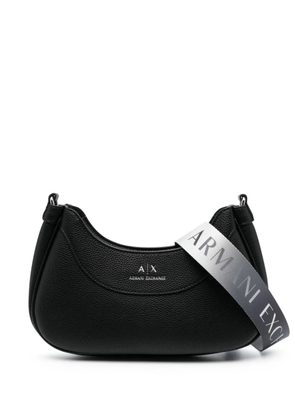 Armani Exchange debossed-logo leather crossbody bag - Black